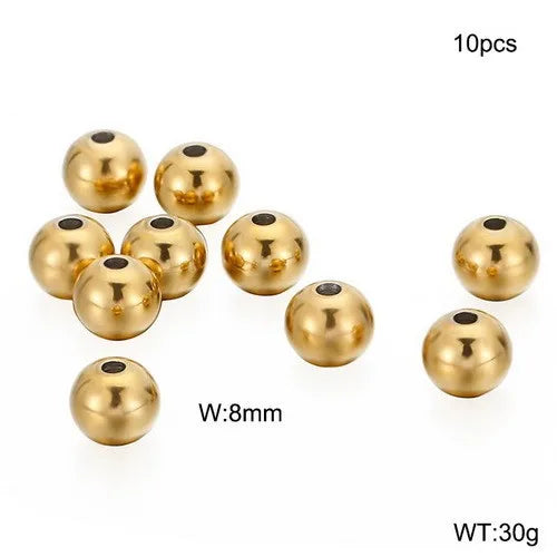 10 Pieces Diameter 4mm Diameter 5mm Diameter 8mm Stainless Steel 18K Gold Plated Round Polished Beads