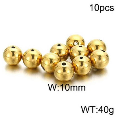 10 Pieces Diameter 4mm Diameter 5mm Diameter 8mm Stainless Steel 18K Gold Plated Round Polished Beads