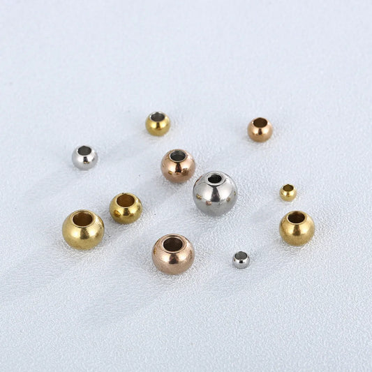 10 Pieces Stainless Steel 18K Gold Plated Round Polished Beads