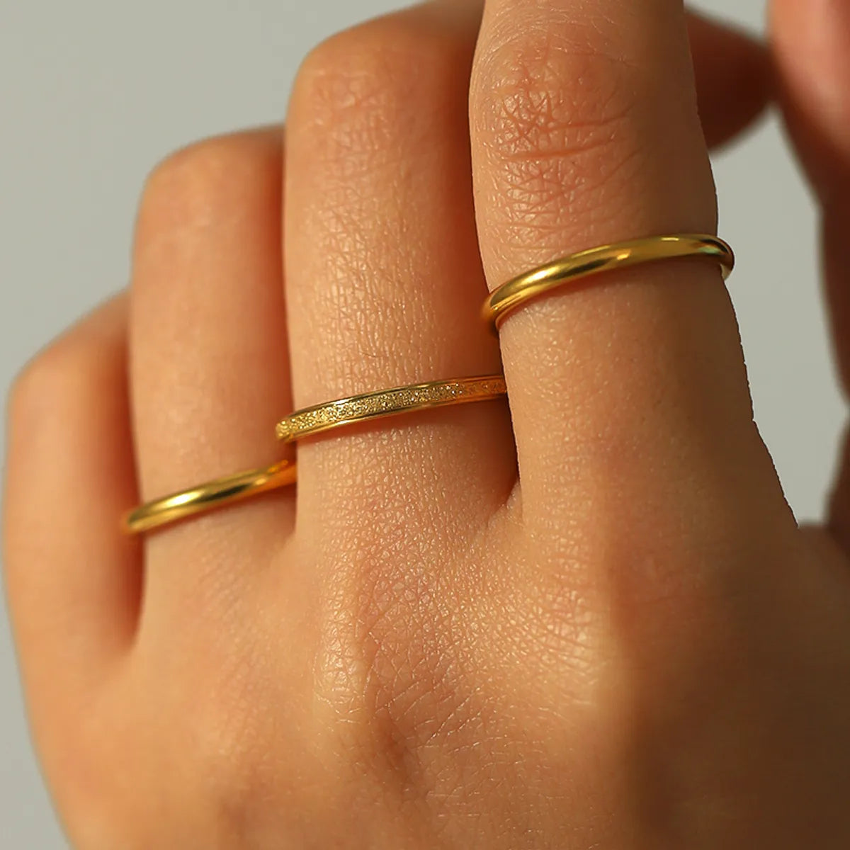 Basic Simple Style Circle Stainless Steel Plating 18k Gold Plated Rings