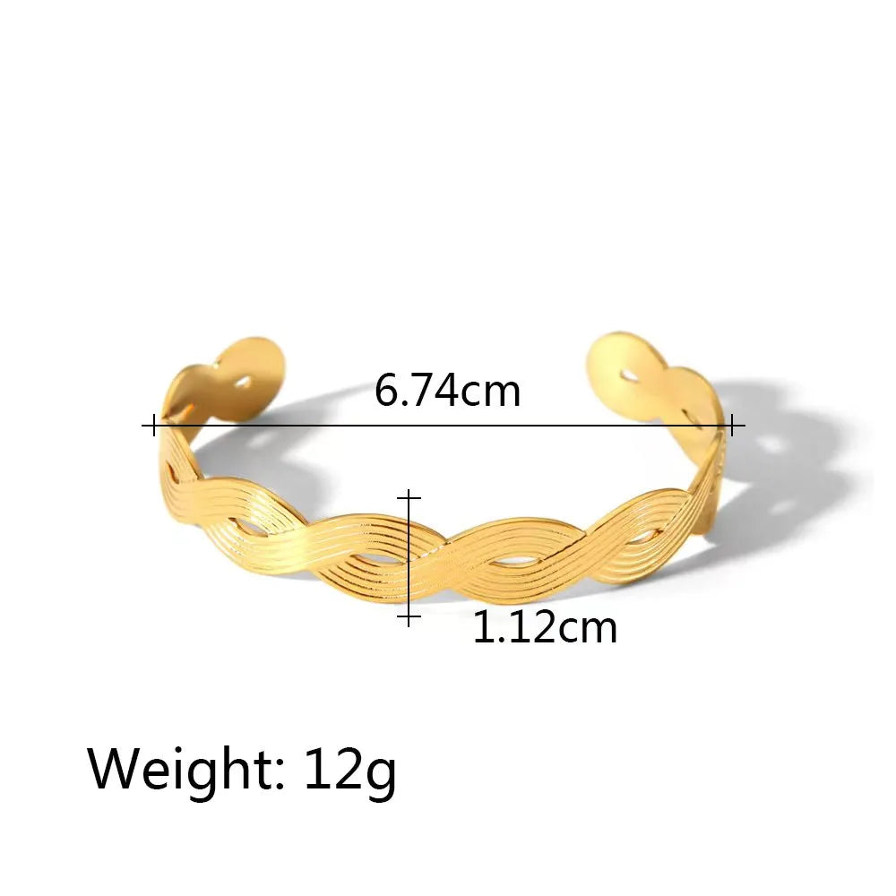 Basic Simple Style Classic Style C Shape Solid Color 304 Stainless Steel 18K Gold Plated Cuff Bracelets Wide Bracelet In Bulk