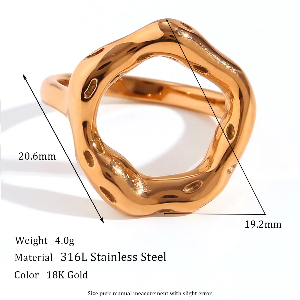 Wholesale Jewelry Basic Simple Style Classic Style Circle 304 Stainless Steel 18K Gold Plated Plating Rings