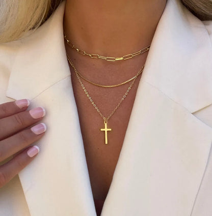 Basic Simple Style Classic Style Cross Alloy Wholesale Three Layer Necklace