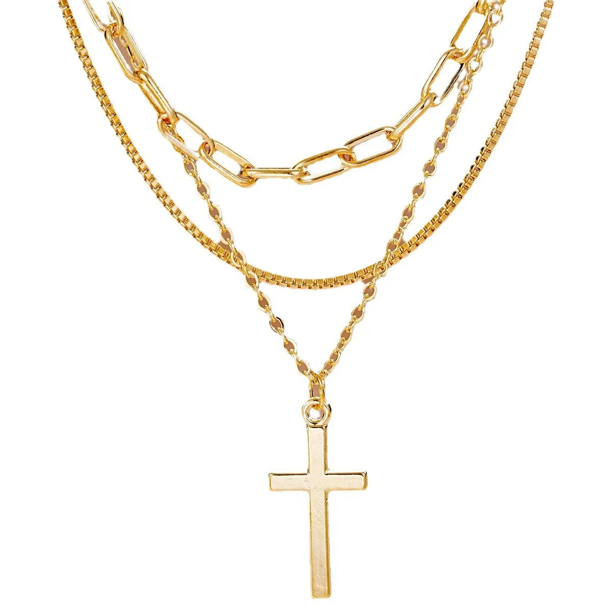 Basic Simple Style Classic Style Cross Alloy Wholesale Three Layer Necklace