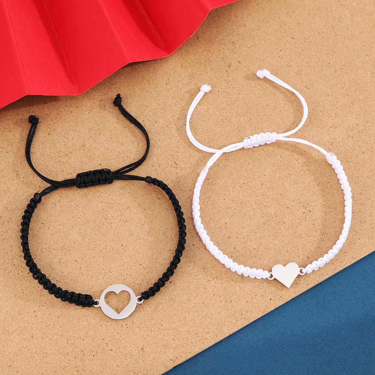 Basic Simple Style Classic Style Heart Shape 304 Stainless Steel Nylon Couple Bracelets