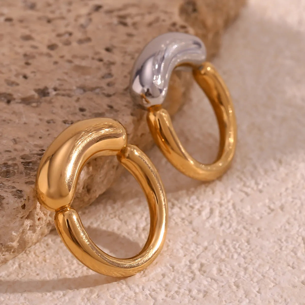 Wholesale Jewelry Basic Simple Style Classic Style Solid Color 304 Stainless Steel 18K Gold Plated Plating Rings