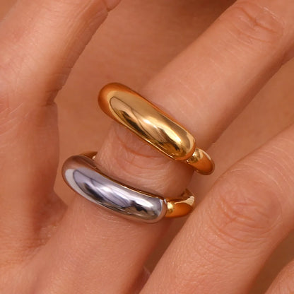 Wholesale Jewelry Basic Simple Style Classic Style Solid Color 304 Stainless Steel 18K Gold Plated Plating Rings