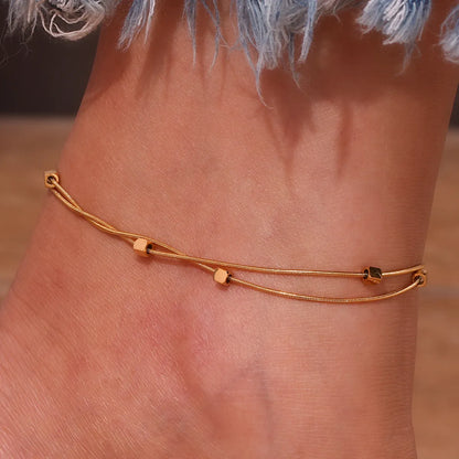 Basic Simple Style Classic Style Solid Color Stainless Steel Plating 18k Gold Plated Women's Anklet