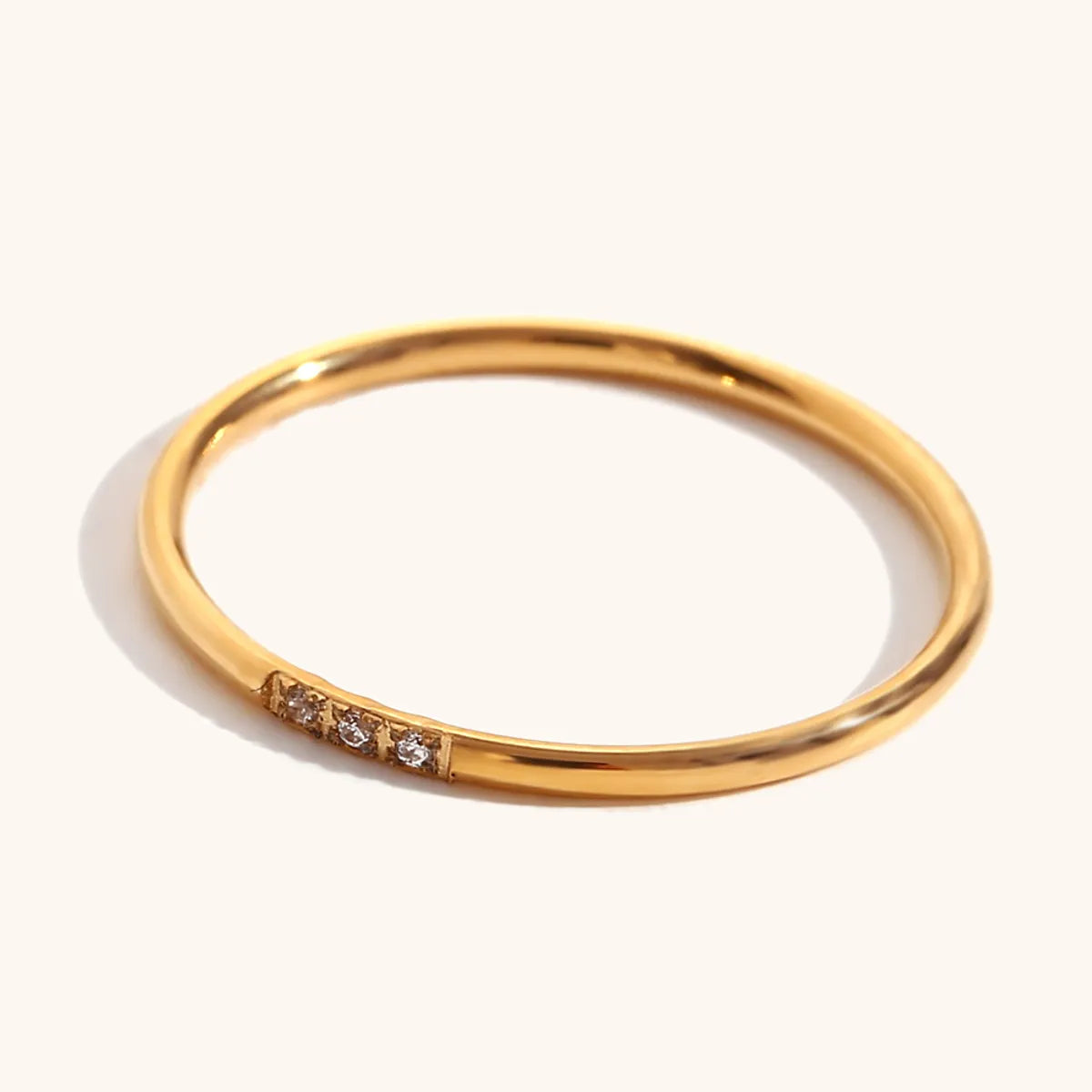 Wholesale Jewelry Basic Simple Style Classic Style Solid Color 304 Stainless Steel Rhinestones 18K Gold Plated Plating Inlay Rings