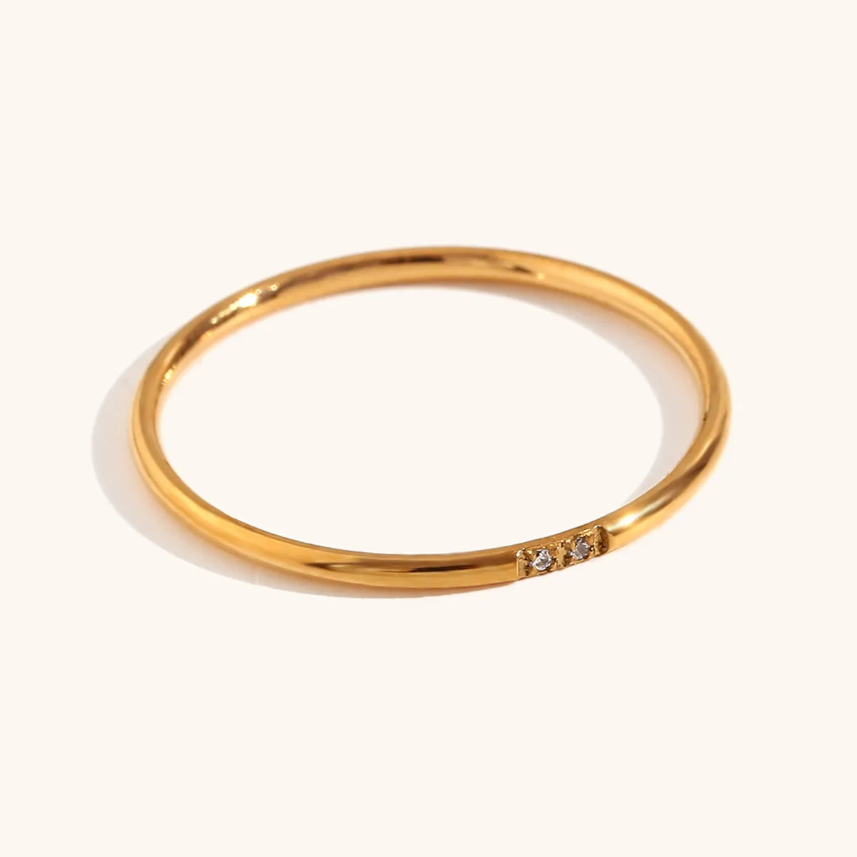 Wholesale Jewelry Basic Simple Style Classic Style Solid Color 304 Stainless Steel Rhinestones 18K Gold Plated Plating Inlay Rings