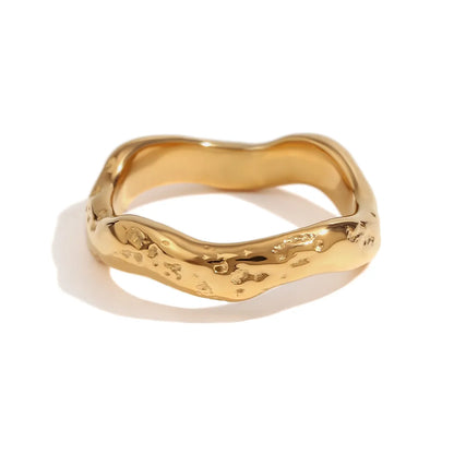 Wholesale Jewelry Basic Simple Style Classic Style Waves 304 Stainless Steel 18K Gold Plated Plating Rings