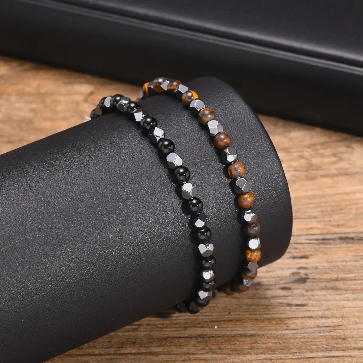 Basic Simple Style Color Block Tiger Eye Hematite  Beaded Men'S Bracelets