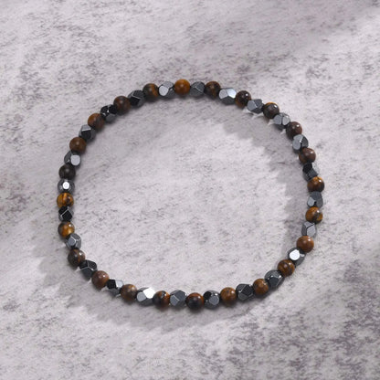 Basic Simple Style Color Block Tiger Eye Hematite  Beaded Men'S Bracelets