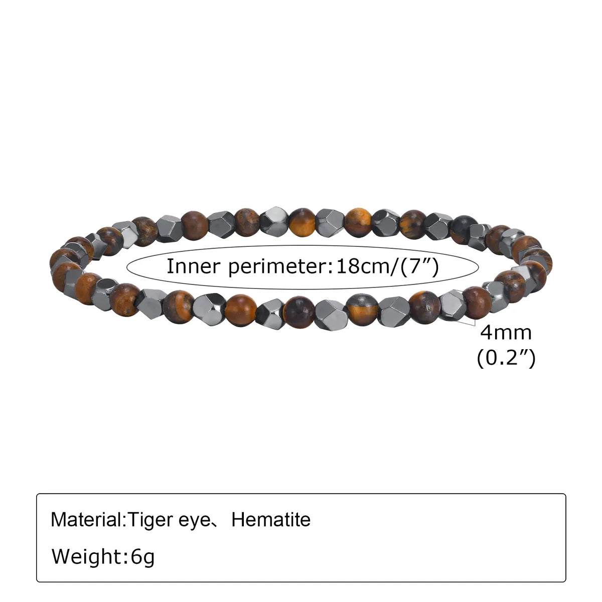 Basic Simple Style Color Block Tiger Eye Hematite  Beaded Men'S Bracelets