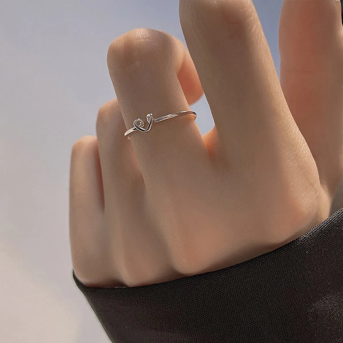 Basic Simple Style Commute Heart Shape Copper Open Rings