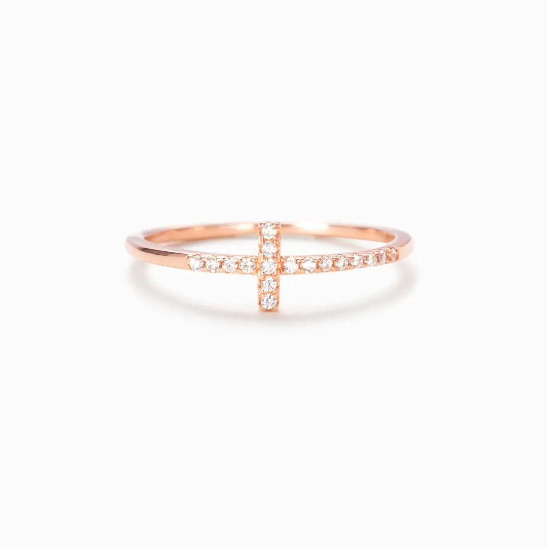 Basic Simple Style Cross Sterling Silver Plating Inlay Zircon Rings