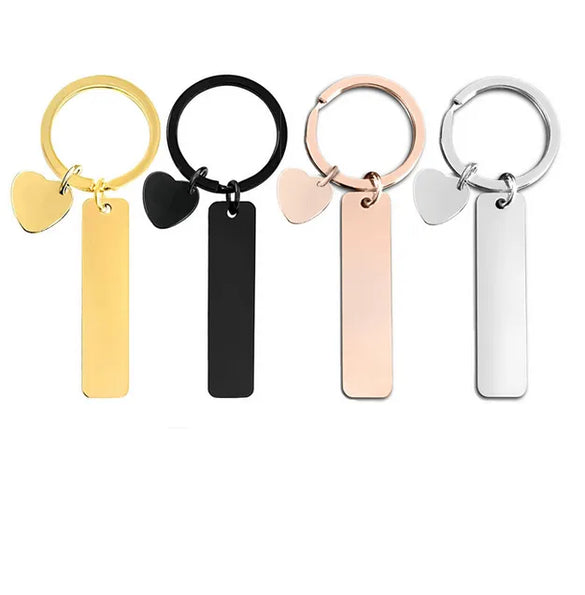Basic Simple Style Customization Laser Engraving Long Strip 201 Stainless Steel Plating Unisex Bag Pendant Keychain