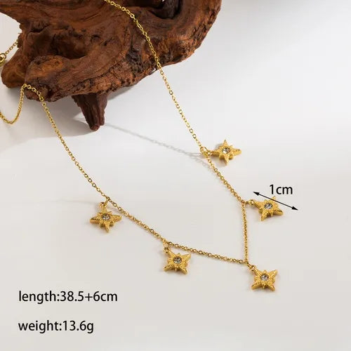 Basic Simple Style Four Leaf Clover Butterfly Stainless Steel Plating 18k Gold Plated Necklace