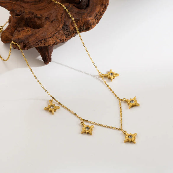 Basic Simple Style Four Leaf Clover Butterfly Stainless Steel Plating 18k Gold Plated Necklace