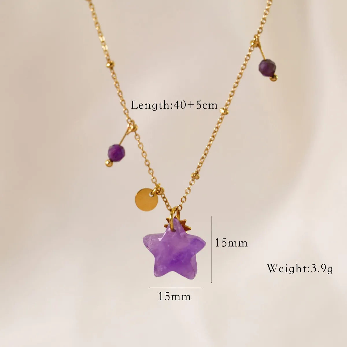 Basic Simple Style Geometric Star Moon Natural Stone Titanium Steel Necklace In Bulk