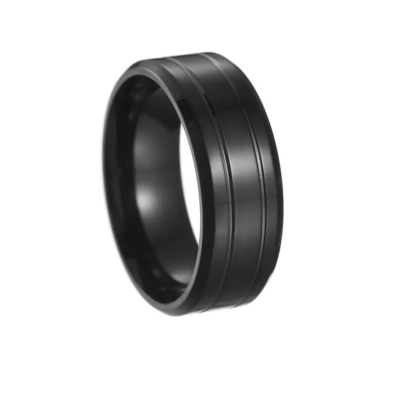 Basic Simple Style Geometric 201 Stainless Steel Plating Black Plated Men'S Rings