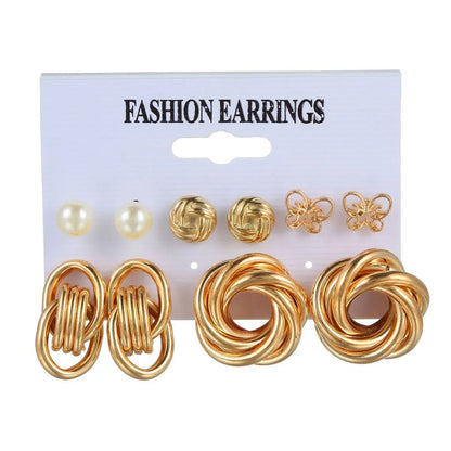 Basic Simple Style Heart Shape Spiral Stripe Leopard Arylic Imitation Pearl Alloy Inlay Rhinestones Women'S Earrings