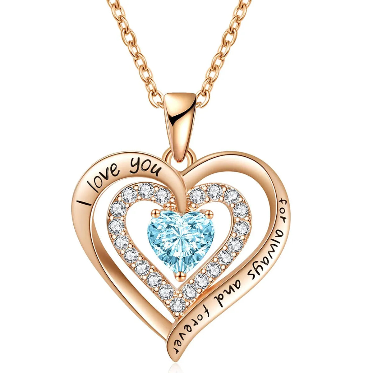 Basic Simple Style Heart Shape Sterling Silver Plating Inlay Zircon Rose Gold Plated Pendant Necklace