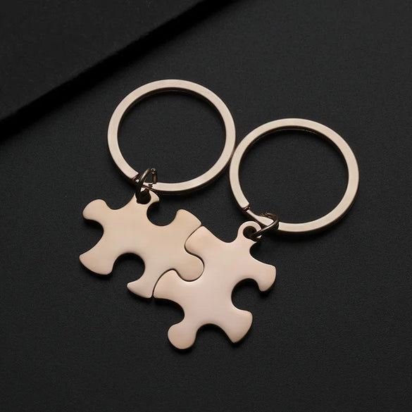 Basic Simple Style Jigsaw Customization Laser Engraving 201 Stainless Steel Plating Unisex Bag Pendant Keychain