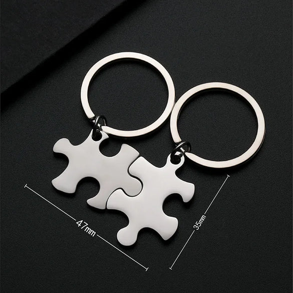 Basic Simple Style Jigsaw Customization Laser Engraving 201 Stainless Steel Plating Unisex Bag Pendant Keychain