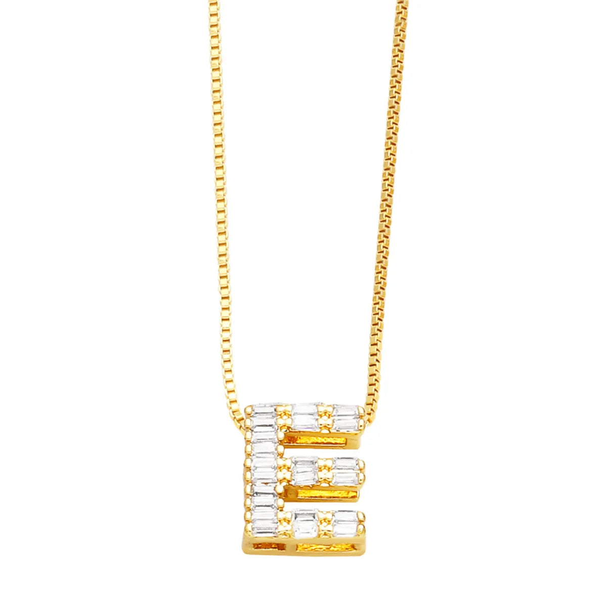 Basic Simple Style Letter Stainless Steel Copper Plating Inlay Zircon 18k Gold Plated Pendant Necklace