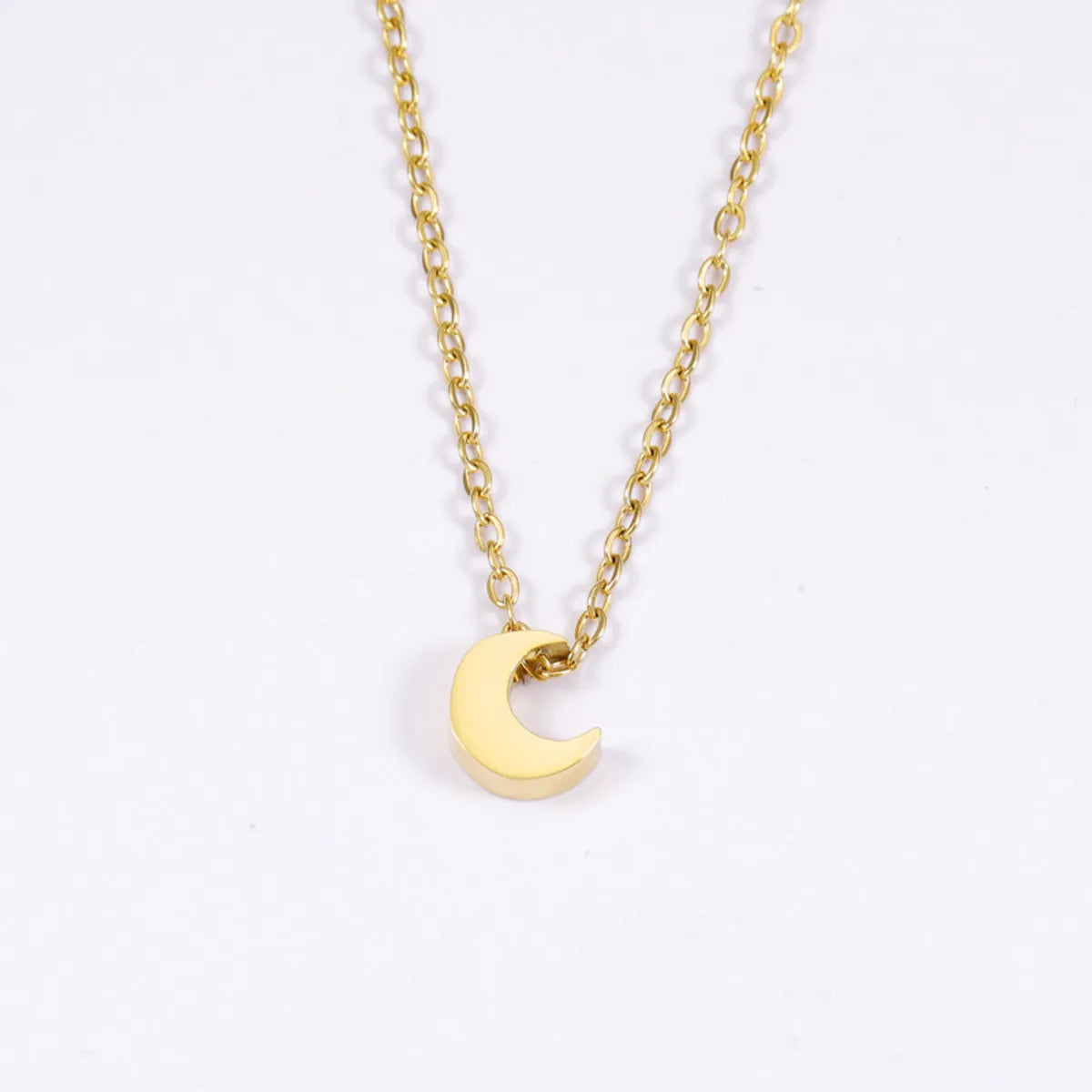 Titanium Steel 18K Gold Plated Basic Simple Style Moon None Pendant Necklace