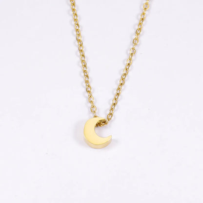 Titanium Steel 18K Gold Plated Basic Simple Style Moon None Pendant Necklace