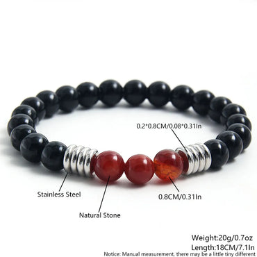 Basic Simple Style Round 304 Stainless Steel Natural Stone Obsidian Beaded Men'S Bracelets