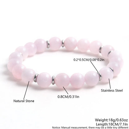 Basic Simple Style Round Stainless Steel Natural Stone Bracelets In Bulk