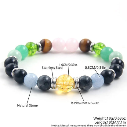 Basic Simple Style Round Stainless Steel Natural Stone Bracelets In Bulk