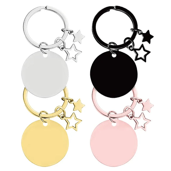 Basic Simple Style Round Star Customization Laser Engraving 201 Stainless Steel Plating Unisex Bag Pendant Keychain