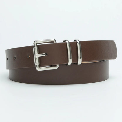 Basic Simple Style Solid Color Pu Leather Alloy Women'S Leather Belts