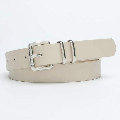 Basic Simple Style Solid Color Pu Leather Alloy Women'S Leather Belts