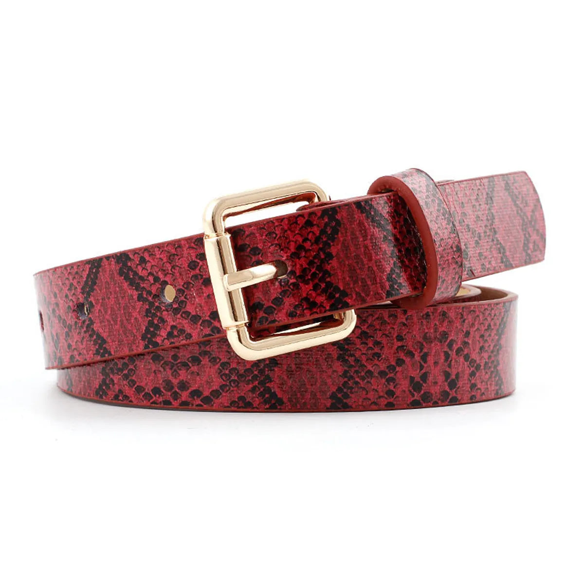 Basic Snakeskin Imitation Leather Alloy Women'S Leather Belts