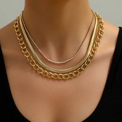 Basic Solid Color Alloy Layered Plating Gold Plated Women'S Necklace