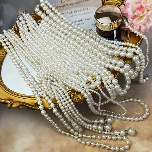 Basic Solid Color Imitation Pearl Beaded Women's Necklace 1 Piece