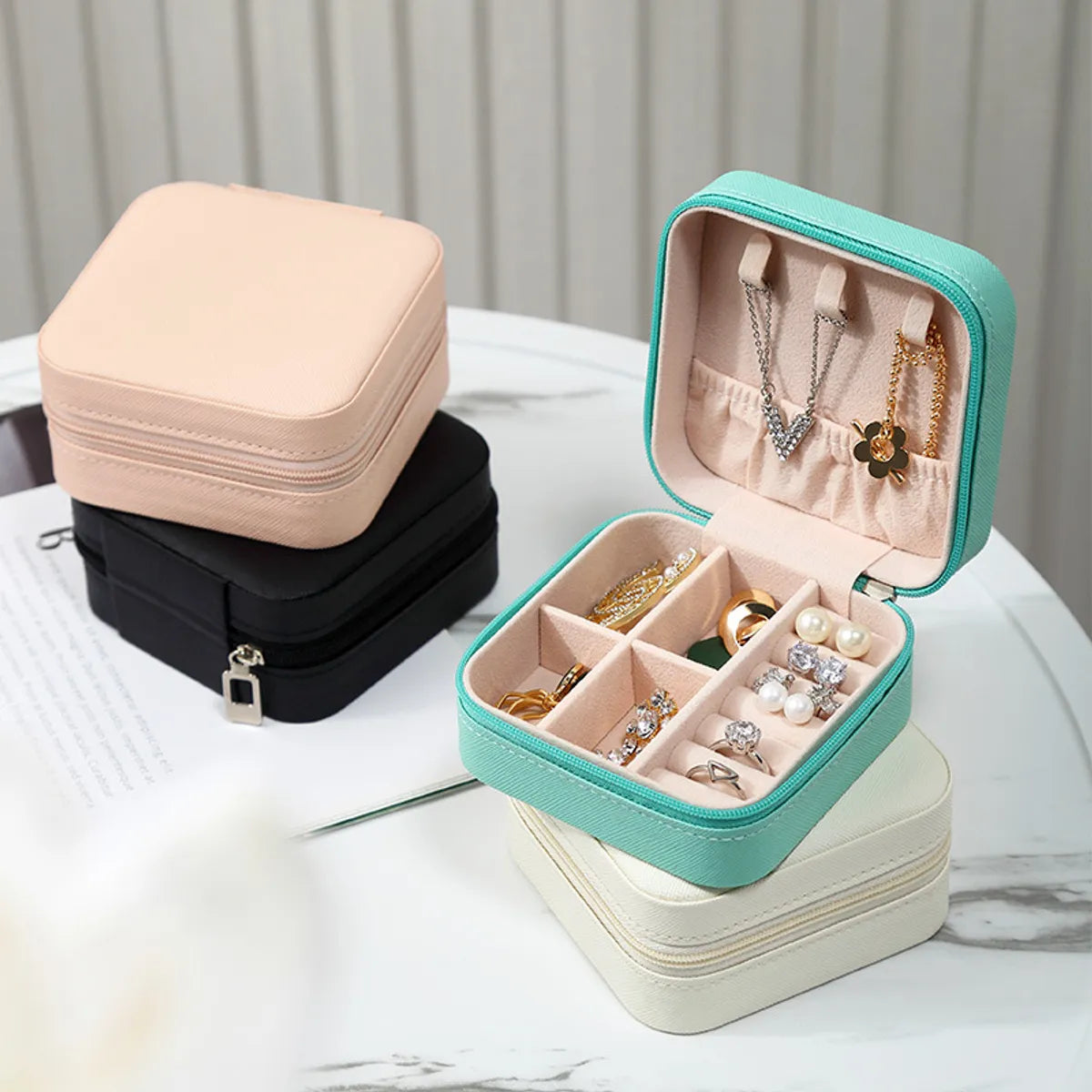 Basic Solid Color PU Leather Jewelry Boxes