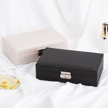 Basic Solid Color Pu Leather Metal Jewelry Boxes