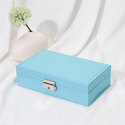 Basic Solid Color Pu Leather Metal Jewelry Boxes