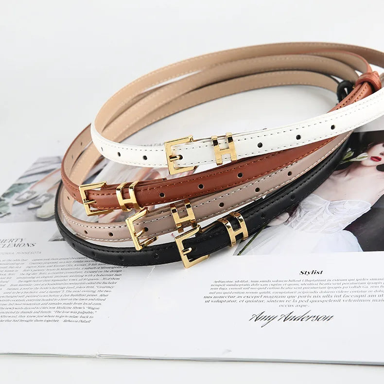 Basic Solid Color Pu Leather Women'S Leather Belts 1 Piece