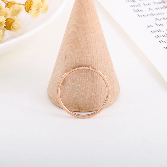 Titanium Steel 18K Gold Plated Rose Gold Plated Basic Inlay Solid Color Rhinestones Rings