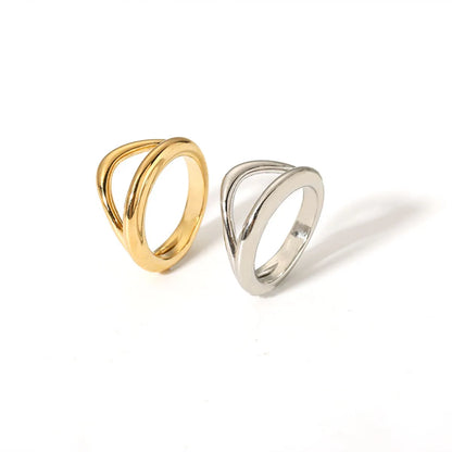 Basic Solid Color Stainless Steel Plating 18k Gold Plated Rings