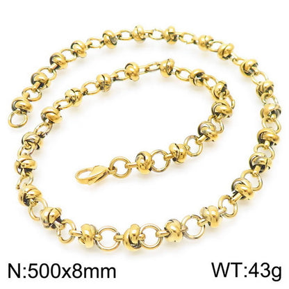 Basic Solid Color Stainless Steel Plating 18K Gold Plated Unisex Necklace