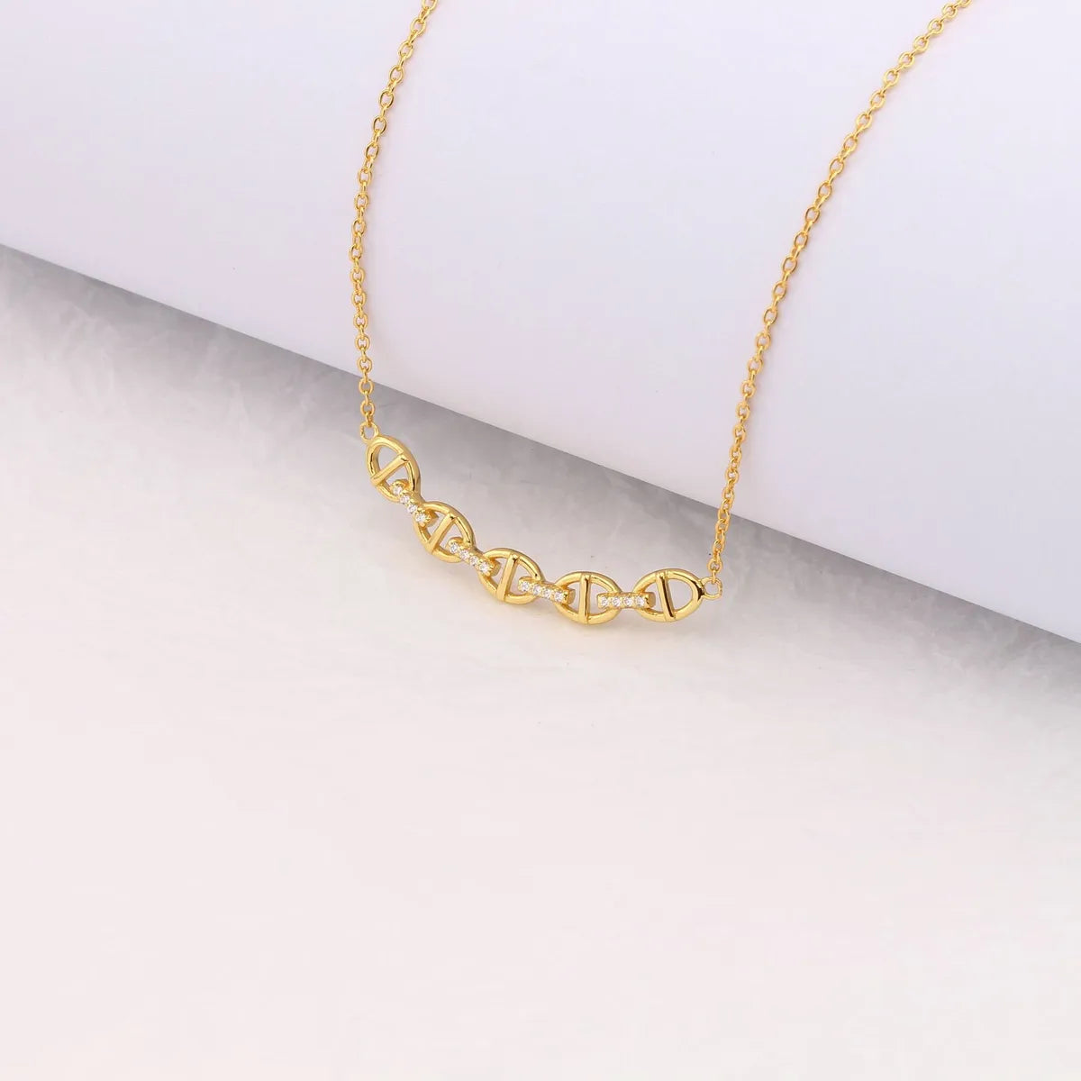 Basic Solid Color Sterling Silver 18k Gold Plated Zircon Necklace In Bulk