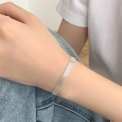 Basic Solid Color Sterling Silver Irregular Bracelets